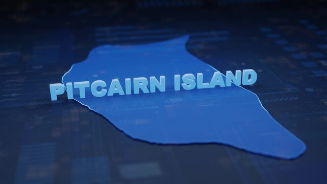 Pitcairn Island Map Futuristic Digital Background