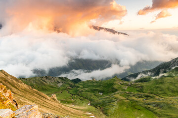 Panoramic View of the Austrian Alps in Summer