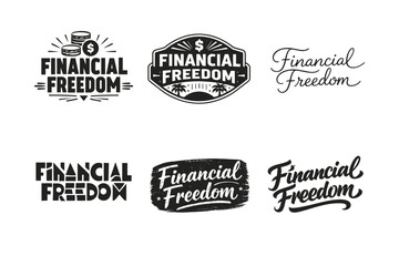 Obraz premium Financial Freedom. Set lettering. harmonious lettering variations of the same emblematic concept, each with different artistic interpretation (Blocky