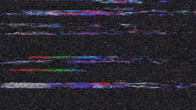 Digital Glitch Abstract: Colorful Lines and Noise Effect.
