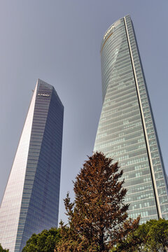 Corporate Finance And Global Business In Madrid Spain Modern Office Towers And Kpmg Headquarters Against A Clear Blue Sky Representing International Commerce