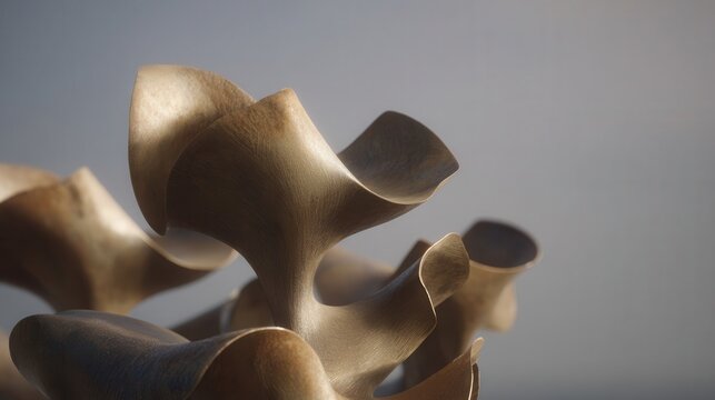 Abstract sculpture with smooth, organically shaped forms and soft lighting