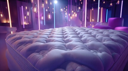 Fototapeta premium Plush Quilted Mattress Pad Set Amidst Dreamy Ambient Lighting