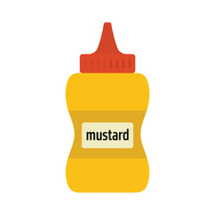 Fototapeta premium Yellow mustard bottle with red cap and label