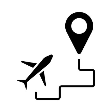 Flight route icon vector. Airplane route Illustration sign. Air navigation symbol. air route logo.