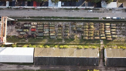 tanks and transporters at storage yard