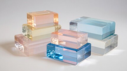 Stack of Polished Acrylic Blocks in Soft Pastel Colors