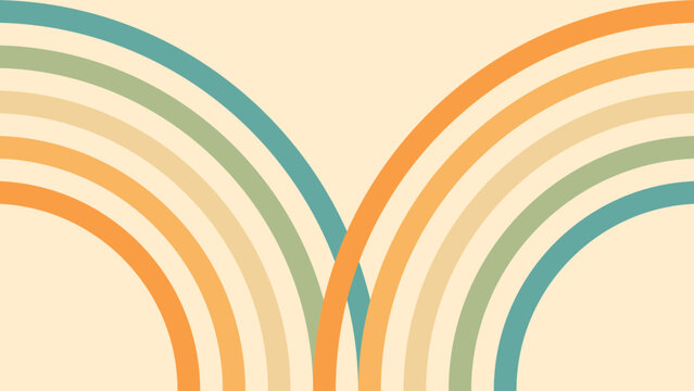 Abstract background of rainbow groovy Wavy Line design in 1970s Hippie Retro style. Vector pattern ready to use for cloth, textile, wrap and other.