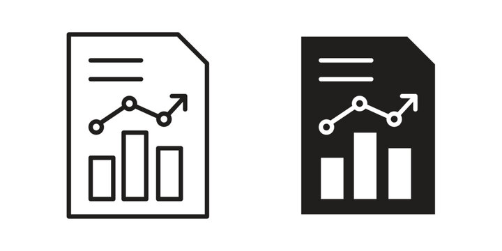 Analytics report icon silhouette design. Editable stroke outline icon on white background
