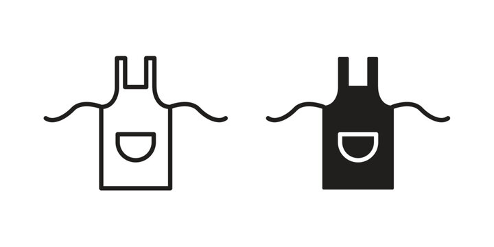 Apron icon silhouette design. Editable stroke outline icon on white background