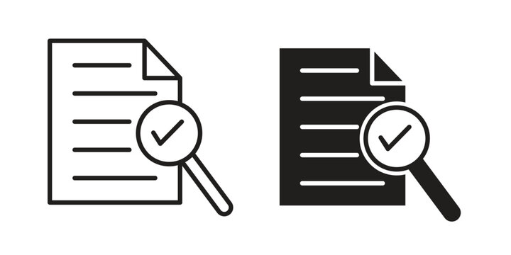 Audit icon silhouette design. Editable stroke outline icon on white background