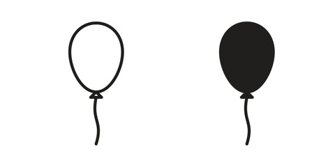 Balloon icon silhouette design. Editable stroke outline icon on white background © Joss