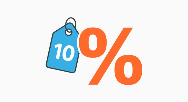 Discount Tag with Ten Percent Symbol.