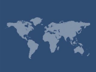 Fototapeta premium Abstract World map design in halftone style in blue background