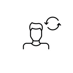 Obraz premium Account renewal, subscription refresh, digital profile update. Male avatar and renew arrows. Pixel perfect, editable stroke vector icon