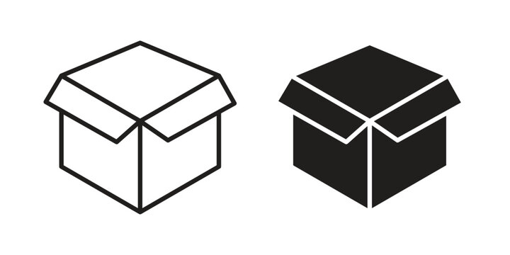 Box opened icon silhouette design. Editable stroke outline icon on white background