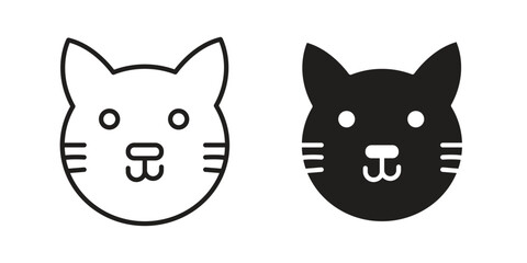 Fototapeta premium Cat icon silhouette design. Editable stroke outline icon on white background