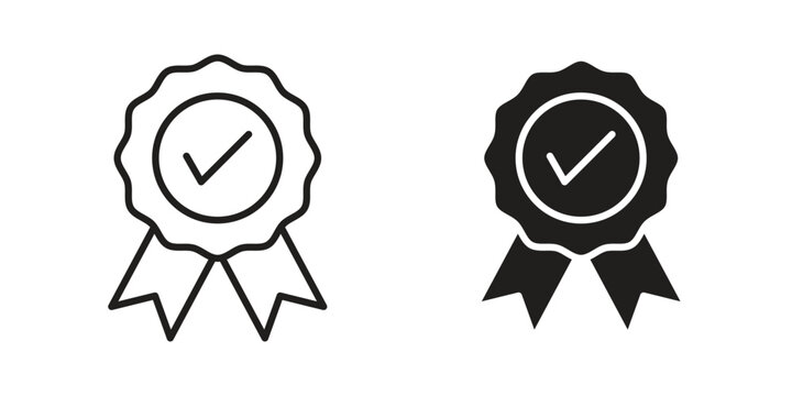 Certificate icon silhouette design. Editable stroke outline icon on white background