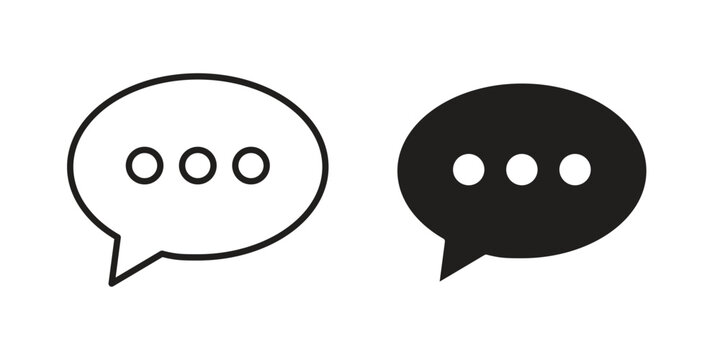 Chat icon silhouette design. Editable stroke outline icon on white background