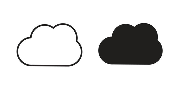 Cloud icon silhouette design. Editable stroke outline icon on white background