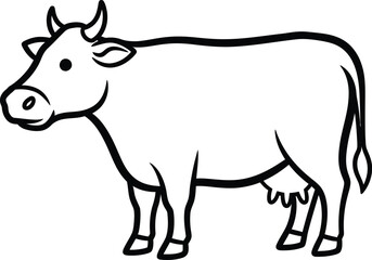 Fototapeta premium A black and white line drawing of a cow