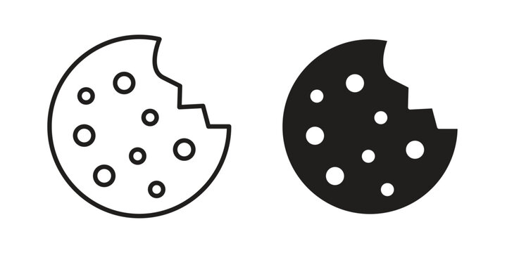 Cookie icon silhouette design. Editable stroke outline icon on white background