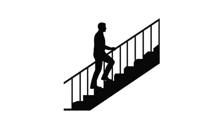 A man ascends stairs depicted as a striking black silhouette © MDSAJIB