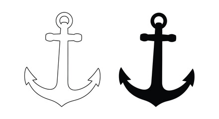 Two nautical anchors displayed in contrasting black and white silhouette © MDSAJIB