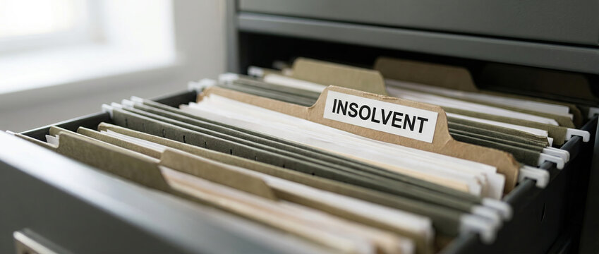 Insolvency and Bankruptcy Business Concept with Labeled File Folder