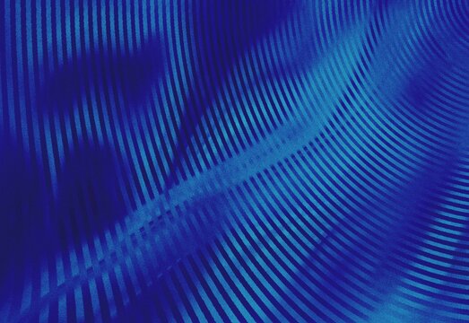Flowing blue curved stripe pattern digital background with grain texture
