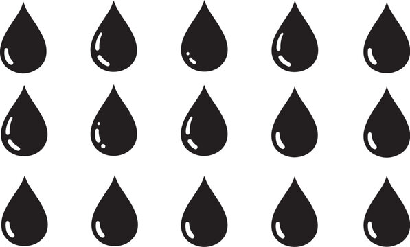 Black teardrop shapes on a white background pattern design