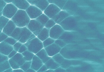 Obraz premium Abstract turquoise water caustics and ripple pattern on pool floor