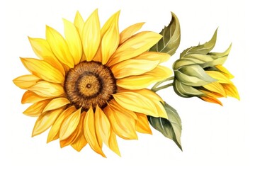 Sunflower plant white background inflorescence.