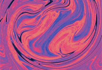 Vibrant marbled abstract with swirling neon pink and purple corrugated texture