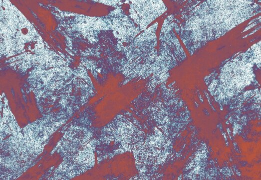 Abstract grunge texture with turquoise speckle and rust brush stroke