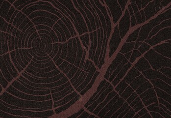 Close-up tree trunk cross-section showing concentric growth rings and cracks © DesignSells