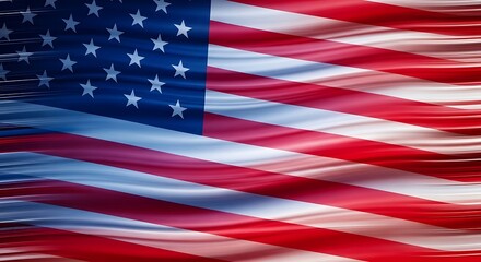 Fototapeta premium American flag with flowing fabric texture and shaded light effects