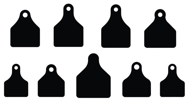 Black ear tags arranged in rows a graphic design silhouette