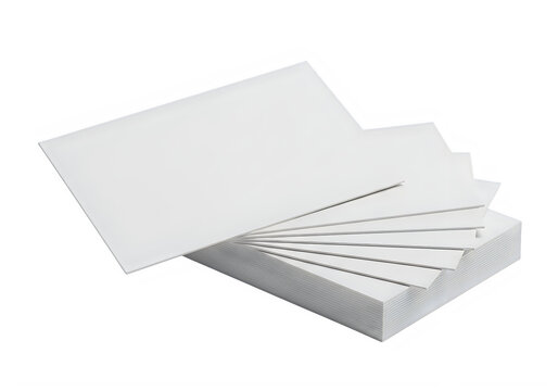 A stack of perforated index cards with one on top isolated on transparent background