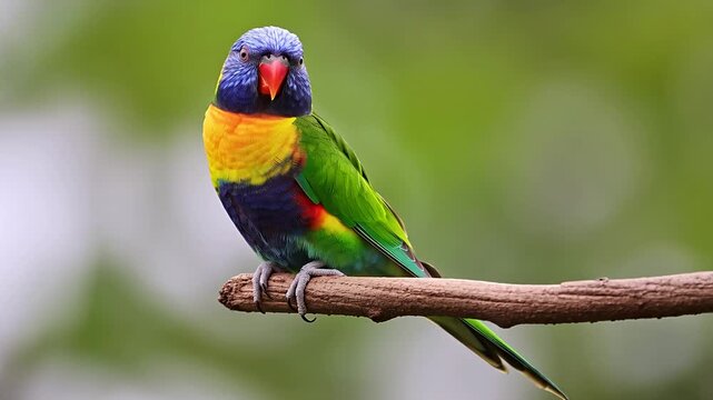 Captivating rainbow lorikeet parrot perched on a branch, vibrant colors, tropical bird, wildlife photography.