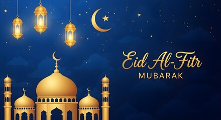 Obraz premium Celebrating the festive lights and architecture of eid al-fitr mubarak