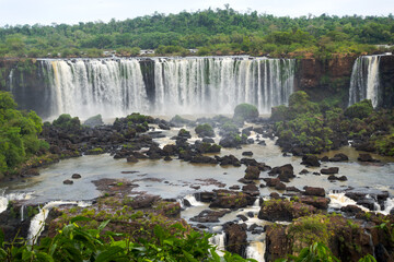 Scenic landscape with famous Iguacu Waterfalls at Iguacu National Park, Brazilian side. Photo taken October 6th, 2025, Iguacu Falls, Brazil.