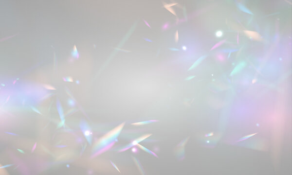 Diamond crystal prism glows beneath neon rainbow light beside glass glitter. PNG vector lens records sparkle with sharp glare and glowing flare effect. Refractions intensify brilliance.
