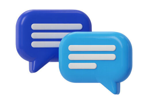 3D Blue Chat Bubbles Messaging Icon Representing Online Communication and Conversation