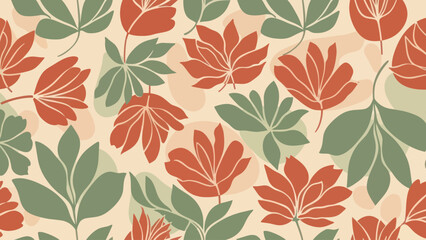 Vibrant Autumn Leaves Pattern Seamless Floral Design.