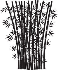 Bamboo Thicket Cluster Tall Segmented Stalks and Sharp Leaves Silhouette