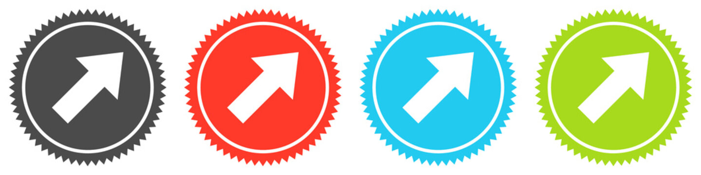 Icons auf 4 Buttons mit Zacken zeigen Pfeil nach oben