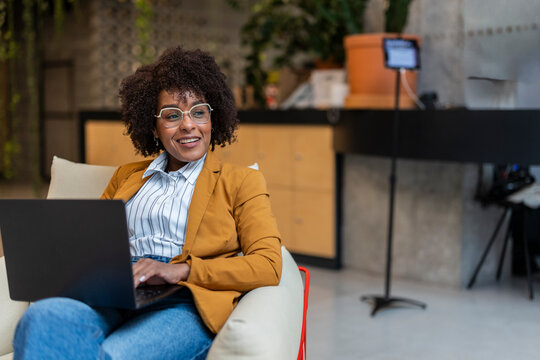 Freelance professional working in a shared modern office workspace