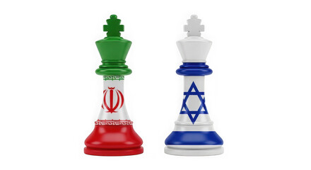 Naklejka premium Chess pieces representing israel and palestine conflict isolated on transparent background