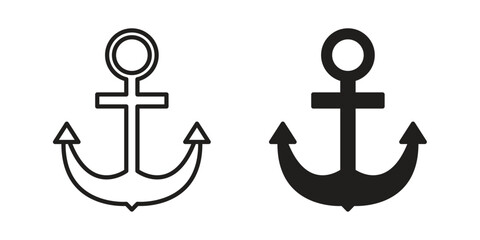 Anchor icon. Black and White Vector Illustrations. line icon vector pictogram © kia